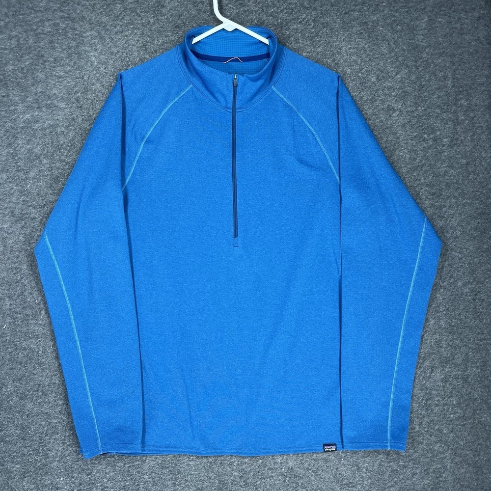Patagonia Capilene Midweight Zip Neck Baselayer Mens XL Blue Long Sleeve